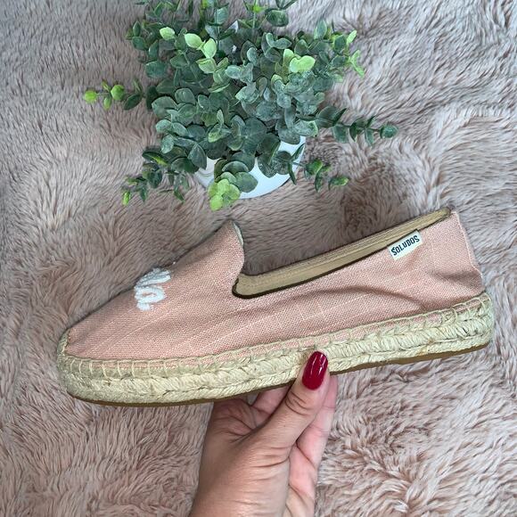 Soludos Dusty Rose Pink Ciao Bella Embroidered Platform Slip On Shoes Size 9 - Picture 9 of 11